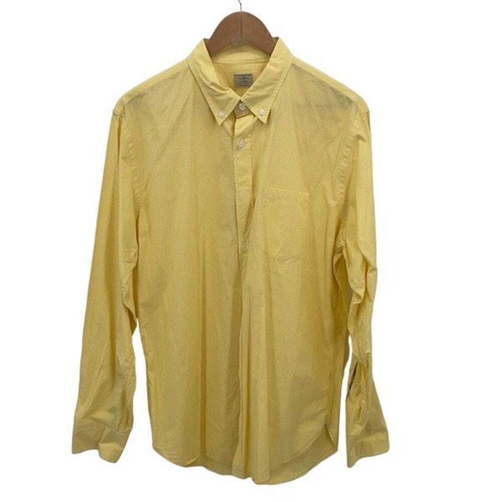 J. Crew Mens Gingham 2-Ply Cotton Long Sleeve Button-Down Shirt Large (16-16.5)‎